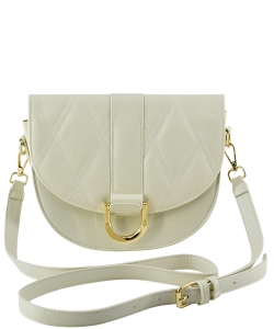Quilted Flapover Crossbody Bag PA101 IVORY